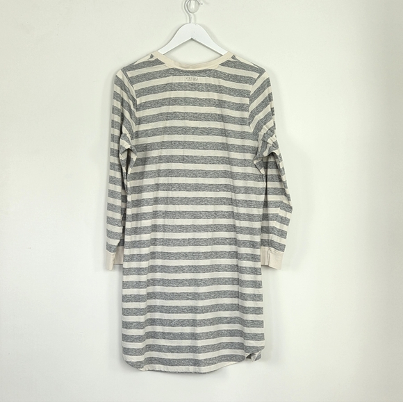 Lauren Ralph Lauren Long Sleeve Striped Cotton Nightgown  XL Grey White Jersey - Picture 10 of 10